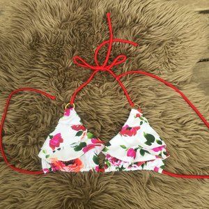 Gossip white & red floral string bikini top - size M